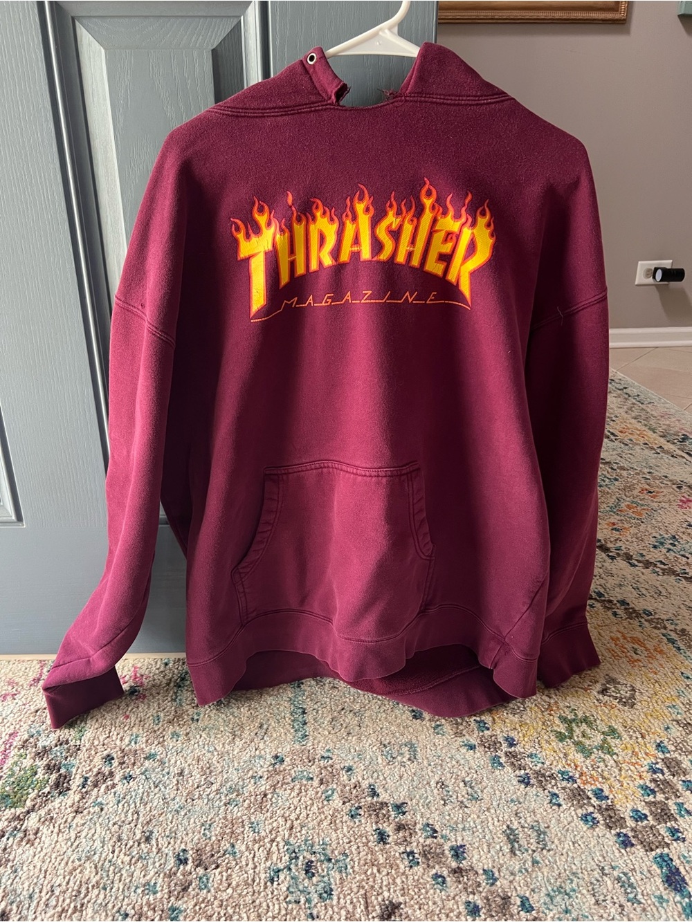 Thrasher Magazine Flame Logo Maroon Pullover Hoodie - Men
